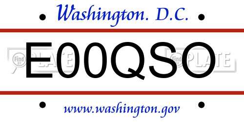 E00QSO District Of Columbia License Plate