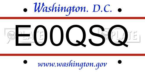E00QSQ District Of Columbia License Plate