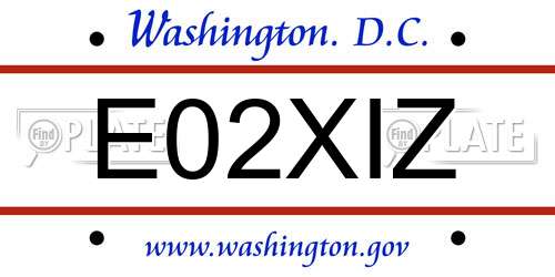 E02XIZ District Of Columbia License Plate