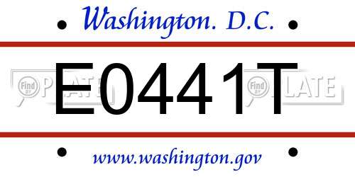 E0441T District Of Columbia License Plate
