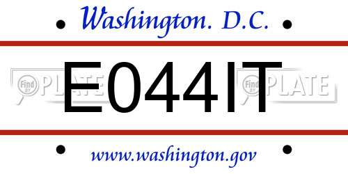 E044IT District Of Columbia License Plate