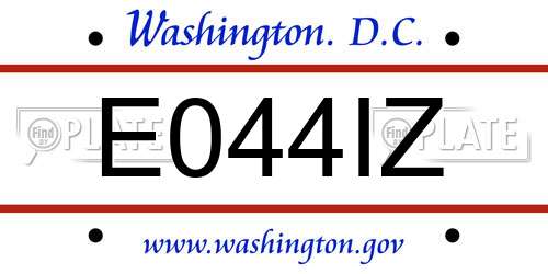 E044IZ District Of Columbia License Plate