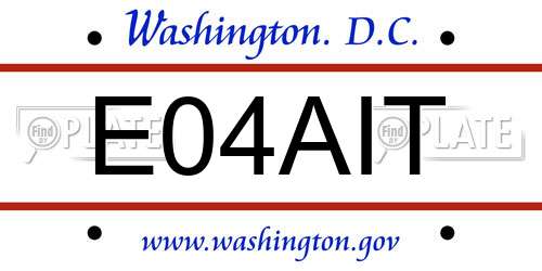 E04AIT District Of Columbia License Plate