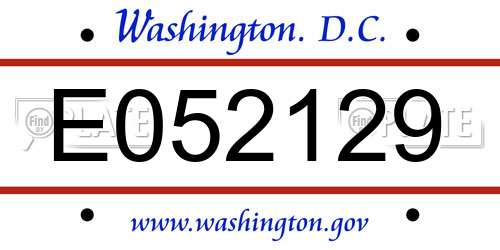 E052129 District Of Columbia License Plate