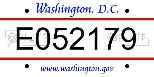 E052179 District Of Columbia License Plate
