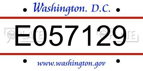 E057129 District Of Columbia License Plate