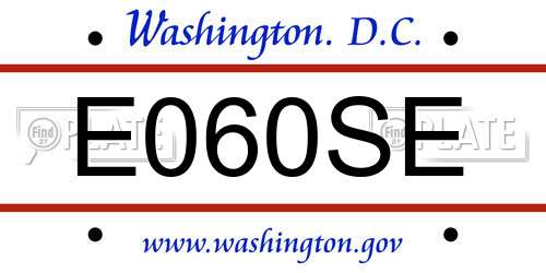 E060SE District Of Columbia License Plate