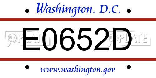 E0652D District Of Columbia License Plate