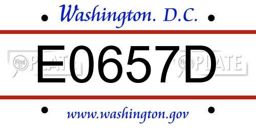 E0657D District Of Columbia License Plate