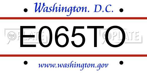 E065TO District Of Columbia License Plate
