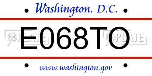 E068TO District Of Columbia License Plate