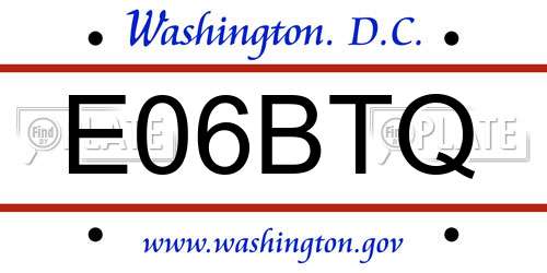 E06BTQ District Of Columbia License Plate