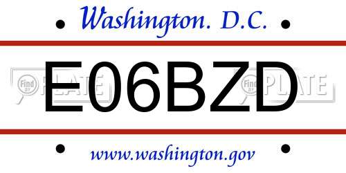 E06BZD District Of Columbia License Plate