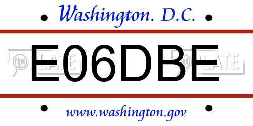 E06DBE District Of Columbia License Plate