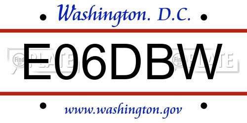 E06DBW District Of Columbia License Plate