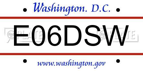 E06DSW District Of Columbia License Plate