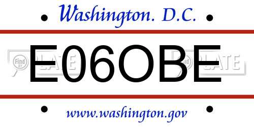 E06OBE District Of Columbia License Plate