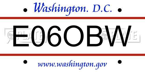 E06OBW District Of Columbia License Plate