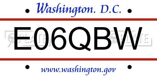 E06QBW District Of Columbia License Plate