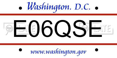E06QSE District Of Columbia License Plate