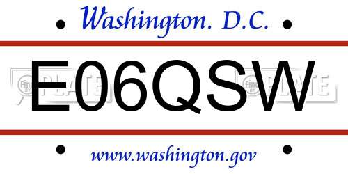 E06QSW District Of Columbia License Plate