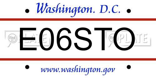 E06STO District Of Columbia License Plate