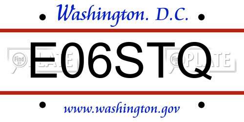 E06STQ District Of Columbia License Plate