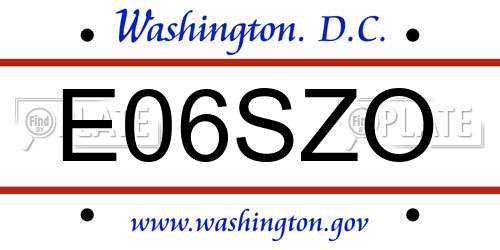 E06SZO District Of Columbia License Plate