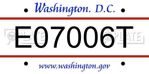 E07006T District Of Columbia License Plate
