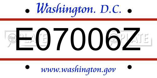 E07006Z District Of Columbia License Plate
