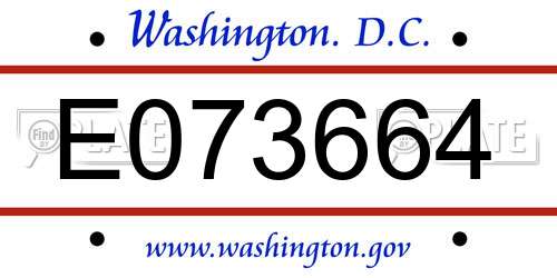 E073664 District Of Columbia License Plate