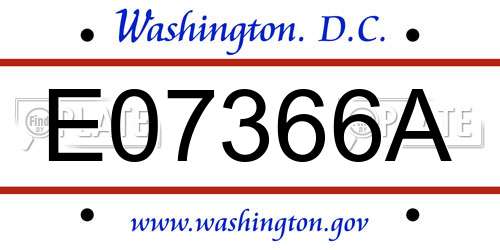 E07366A District Of Columbia License Plate