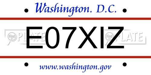 E07XIZ District Of Columbia License Plate