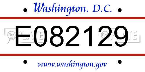 E082129 District Of Columbia License Plate