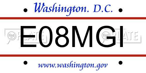 E08MGI District Of Columbia License Plate