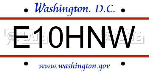 E10HNW District Of Columbia License Plate