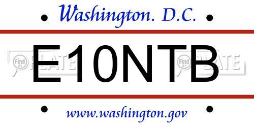 E10NTB District Of Columbia License Plate