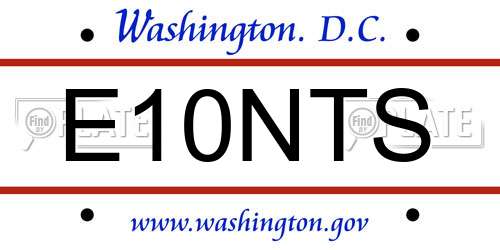 E10NTS District Of Columbia License Plate