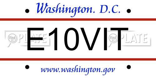 E10VIT District Of Columbia License Plate
