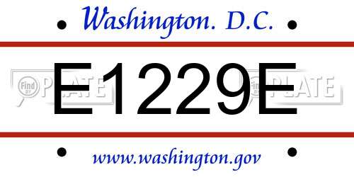 E1229E District Of Columbia License Plate