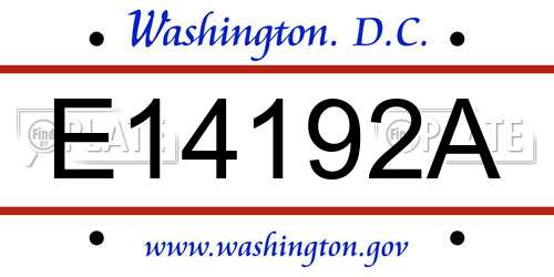 E14192A District Of Columbia License Plate