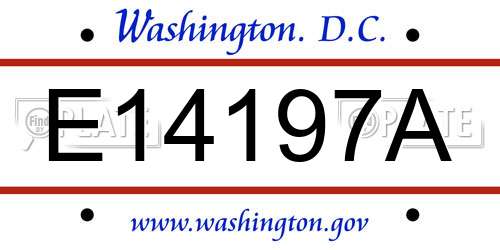 E14197A District Of Columbia License Plate