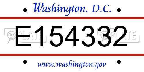 E154332 District Of Columbia License Plate
