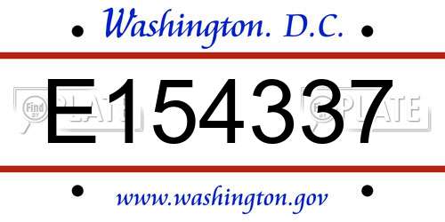 E154337 District Of Columbia License Plate