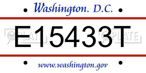 E15433T District Of Columbia License Plate