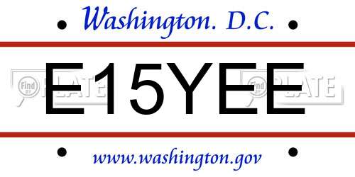 E15YEE District Of Columbia License Plate
