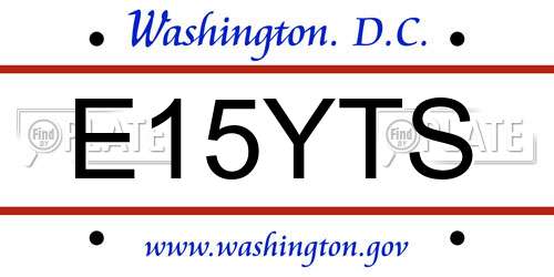 E15YTS District Of Columbia License Plate