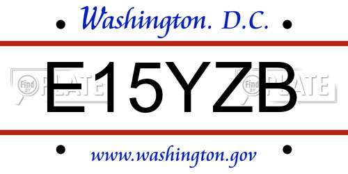 E15YZB District Of Columbia License Plate