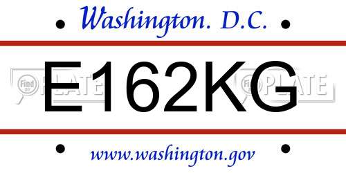 E162KG District Of Columbia License Plate