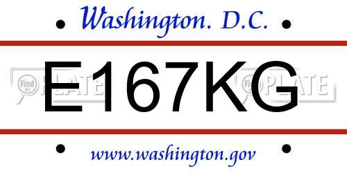 E167KG District Of Columbia License Plate